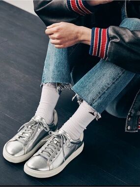 Birkenstock Metallic Silver Low-Top Sneakers size 8